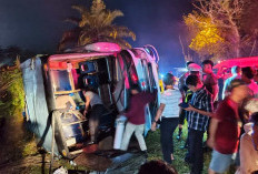 2 Tewas dan Belasan Luka-luka, Bus ANS Terguling di Kabupaten Batanghari