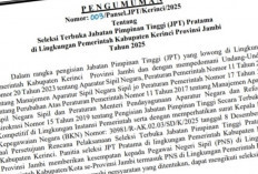 Pemkab Kerinci Buka Seleksi 6 Posisi Jabatan Pimpinan Tinggi Pratama