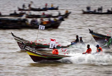 Warga Saksikan Balap Pompong, Padati Jembatan WFC Kualatungkal