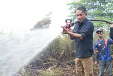 Wakil Bupati Jun Mahir Ikut Padamkan Api di Sungai Gelam 